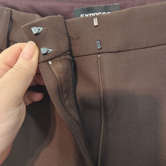 NWT Express Chocolate Brown High Rise Stretch Skinny Dress Slacks Women's 18 T - Picture 8 of 13